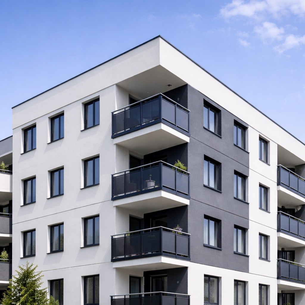 外壁塗装後の整った建物外観